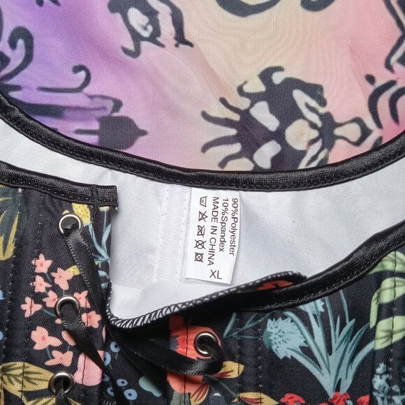 Black Bright Floral Corset - Picture 7 of 7